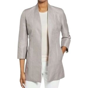 Eileen Fisher Silver Mirage Jacquard Long Line Blazer Women's XS